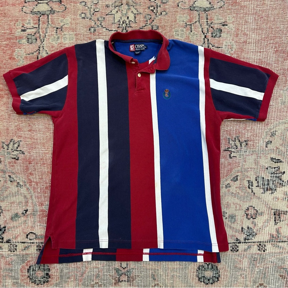 Vintage Chaps Ralph Lauren Mens XL Short Sleeve Color Block Polo Shirt 90s Y2K